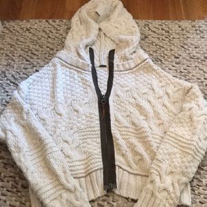 White Free People Cable Zip-up